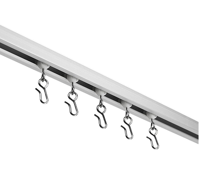 Slim sleek M curtain track with high-strength glider hooks